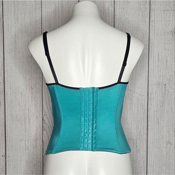 VTG Y2K Morbid Threads Teal/Black Corset Top, size 34B - Picture 3 of 7